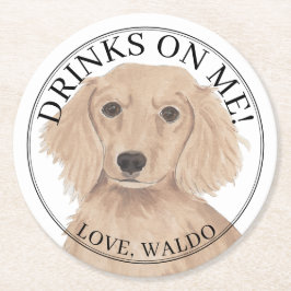 Personalisierte Rote Dackel Hochzeit Runder Pappuntersetzer