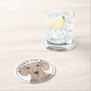 Personalisierte Rote Dackel Hochzeit Runder Pappuntersetzer