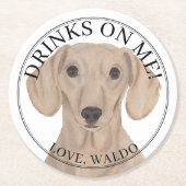 Personalisierte Rote Dackel Hochzeit Runder Pappuntersetzer (Vorderseite)