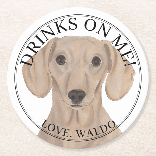 Personalisierte Rote Dackel Hochzeit Runder Pappuntersetzer (Vorderseite)