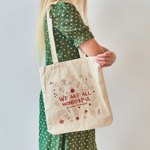Personalisierte rote Doodle-Coquette, die alle wun Tragetasche