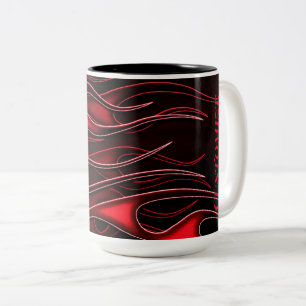 Personalisierte rote Flammen Zweifarbige Tasse