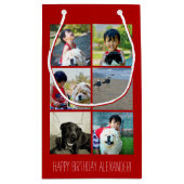 Personalisierte rote Foto-Mosaik-Bild-Collage Kleine Geschenktüte (Rückseite)