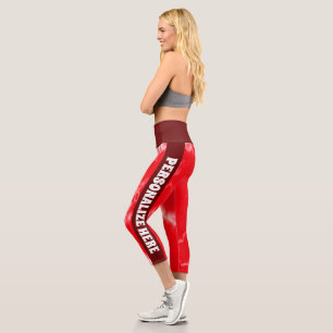 Personalisierte Rote Gefärbte Krawatte Streifen Capri Leggings