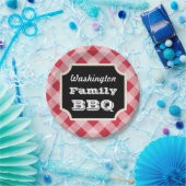 Personalisierte rote Gingham-Papierteller Pappteller (Party)