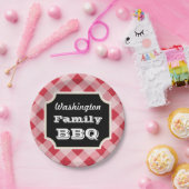 Personalisierte rote Gingham-Papierteller Pappteller (Party)