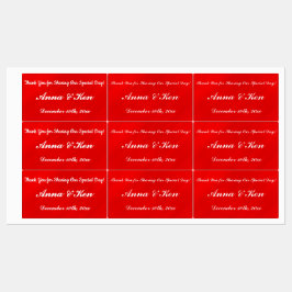 Personalisierte Rote Glamour Hochzeit Etiketten