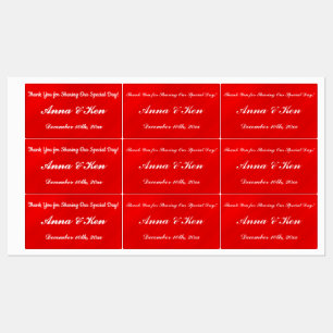 Personalisierte Rote Glamour Hochzeit Etiketten
