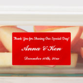 Personalisierte Rote Glamour Hochzeit Etiketten (Befestigt)