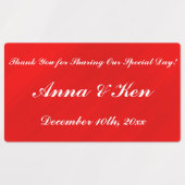 Personalisierte Rote Glamour Hochzeit Etiketten (Design 2)