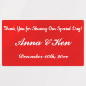 Personalisierte Rote Glamour Hochzeit Etiketten (Design 1)