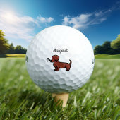 Personalisierte Rote glatte Dackel Tiny Blume Golfball