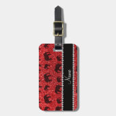 Personalisierte rote Glitternamenselefanten Gepäckanhänger (Vorderseite vertikal)