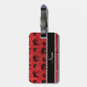 Personalisierte rote Glitternamenselefanten Gepäckanhänger (Rückseite vertikal)