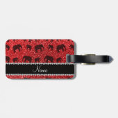 Personalisierte rote Glitternamenselefanten Gepäckanhänger (Rückseite horizontal)