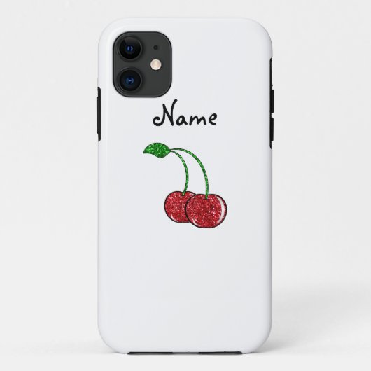 Personalisierte rote Glitternamenskirsche Case-Mate iPhone Hülle (Rückseite)