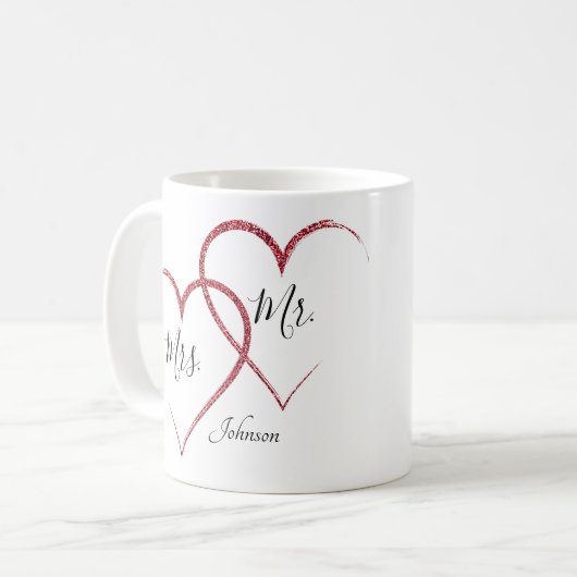 Personalisierte Rote Glitzer Herz Kaffeetasse (Vorderseite Links)