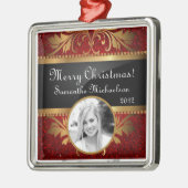 Personalisierte Rote Glitzer-Sequenz für benutzerd Ornament Aus Metall (Links)