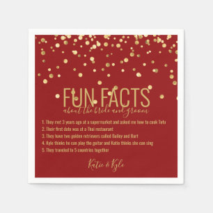 Personalisierte rote Gold-Konfetti-FUN FACTS Serviette