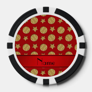 Personalisierte rote Goldbaseballnamenssterne Pokerchips