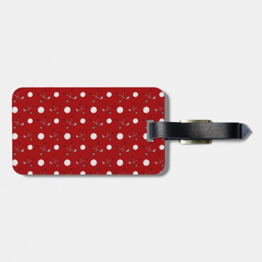 Personalisierte rote Golfnamensbälle Gepäckanhänger (Rückseite horizontal)