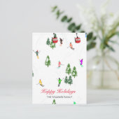 Personalisierte Rote Gondel Skitouren Illustration Feiertagspostkarte (Stehend Vorderseite)