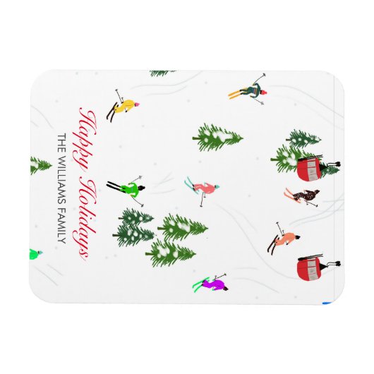 Personalisierte Rote Gondel Skitouren Illustration Magnet (Horizontal)