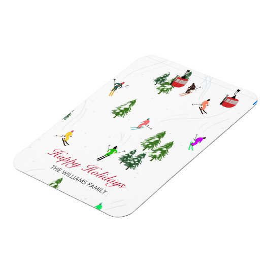 Personalisierte Rote Gondel Skitouren Illustration Magnet (Linke Seite)