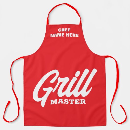 Personalisierte rote Grill Master BBQ-Schürze für Schürze (Vorderseite)