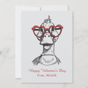 Personalisierte rote Herz-Ente Valentinstag Feiertagskarte