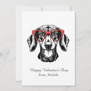 Personalisierte rote Herzen Dachshund Valentinstag Feiertagskarte
