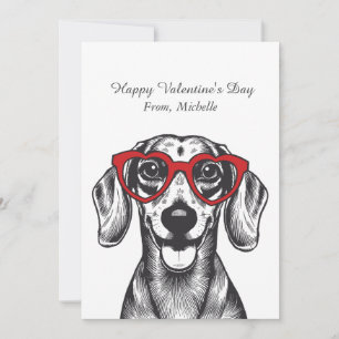 Personalisierte rote Herzen Dachshund Valentinstag Feiertagskarte