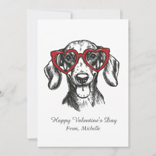 Personalisierte rote Herzen Dachshund Valentinstag Feiertagskarte