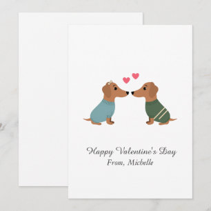Personalisierte rote Herzen Dachshund Valentinstag Feiertagskarte