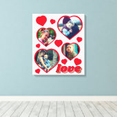 Personalisierte rote Herzen formen Foto Leinwanddruck (Insitu (Holzboden))