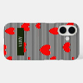 Personalisierte rote Herzen und Streifen Case-Mate iPhone Hülle (Rückseite (Horizontal))