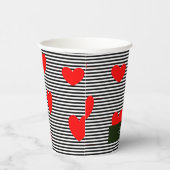 Personalisierte rote Herzen und Streifen Pappbecher (Rechts)