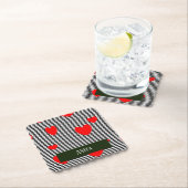 Personalisierte rote Herzen und Streifen Untersetzer (Vor Ort)