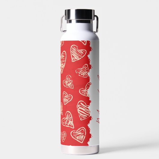 Personalisierte rote Herzstruktur Trinkflasche (Vorne)
