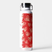 Personalisierte rote Herzstruktur Trinkflasche (Rückseite)