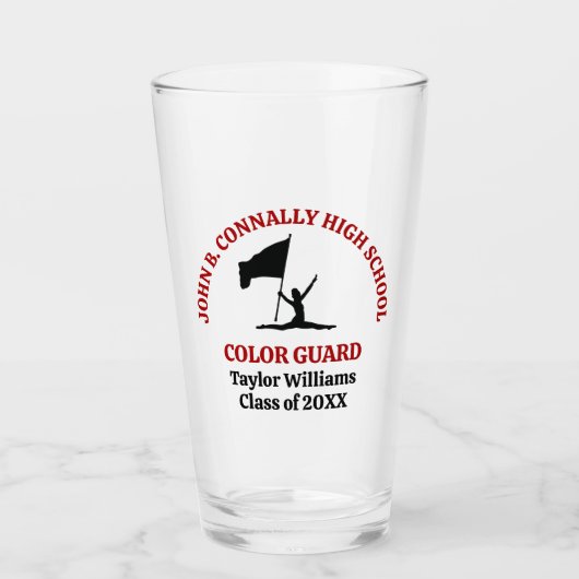 Personalisierte rote High School Color Guard Glas (Vorderseite)