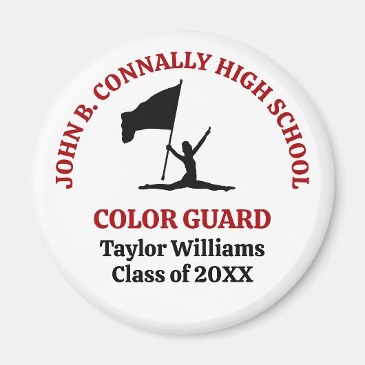 Personalisierte rote High School Color Guard Magnet (Vorne)