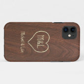 Personalisierte rote Holztextur mit Herz Case-Mate iPhone Hülle (Rückseite (Horizontal))