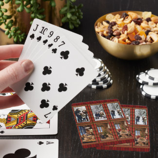 Personalisierte rote Karo-6-Hochformat-Foto-Kollag Spielkarten