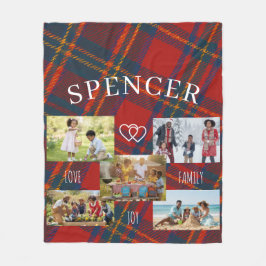 Personalisierte rote Karo-Tartan-Familienfotos Fleecedecke