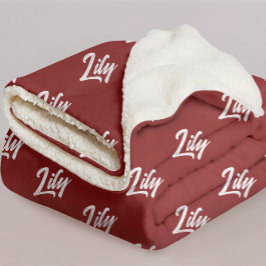 Personalisierte rote Kuscheldecke für Mama und Pap Sherpadecke
