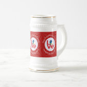 Personalisierte rote LIEBE der Azoren Bierglas (VorderseiteRechts)