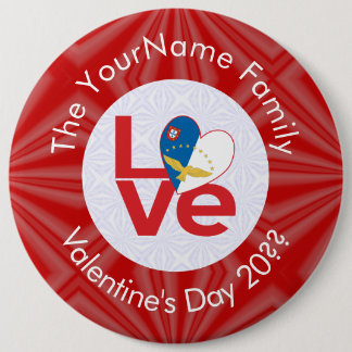Personalisierte rote LIEBE der Azoren Button