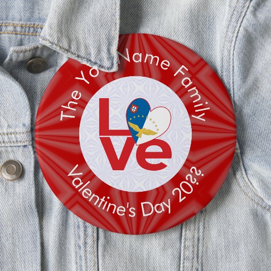 Personalisierte rote LIEBE der Azoren Button (Beispiel)