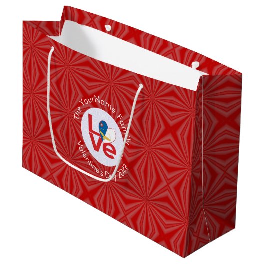 Personalisierte rote LIEBE der Azoren Große Geschenktüte (Vorderseite Schrägansicht)